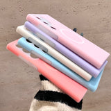 Solid Color Jelly Magnetic Liquid Silicone Phone Case For Samsung