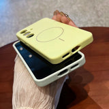 Liquid Silicone Lens Flat Soft Magnetic Phone Case For Samsung