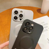 Metal Painted Magnetic Wireless Charge Case for iPhone