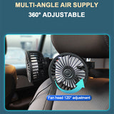 3-speed Car Seat Back Cooling Fan USB Charge Dual Head Fan 360 Degree Rotation Neck Cooler for Summer Car Accessories