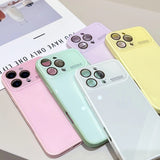 Glossy Pure Color Lens Protection Phone Case For iPhone