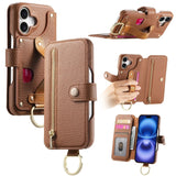 Leather Strap Zipper Wallet Flip Case for iPhone