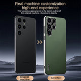 Frosted Plain Leather Phone Case With Lens Protect Frame For Samsung