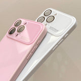 Glossy Pure Color Lens Protection Phone Case For iPhone
