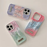 Colorful Gradient 3D Hollow Butterfly Bracket Case For iPhone