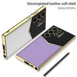 Luxury Electroplated Plain Leather Soft Silicone Shockproof Case For Samsung