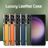 Frosted Plain Leather Phone Case With Lens Protect Frame For Samsung