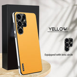 Frosted Plain Leather Phone Case With Lens Protect Frame For Samsung