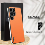 Frosted Plain Leather Phone Case With Lens Protect Frame For Samsung