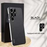 Frosted Plain Leather Phone Case With Lens Protect Frame For Samsung