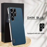 Frosted Plain Leather Phone Case With Lens Protect Frame For Samsung