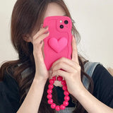 Heart Wrist Ring Chain Liquid Silicon Wave Phone Case For Samsung