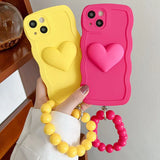 Heart Wrist Ring Chain Liquid Silicon Wave Phone Case For Samsung