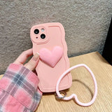 Heart Wrist Ring Chain Liquid Silicon Wave Phone Case For Samsung