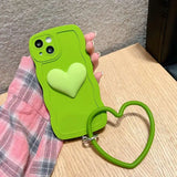 Heart Wrist Ring Chain Liquid Silicon Wave Phone Case For Samsung