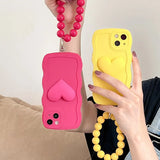 Heart Wrist Ring Chain Liquid Silicon Wave Phone Case For Samsung