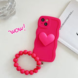 Heart Wrist Ring Chain Liquid Silicon Wave Phone Case For Samsung