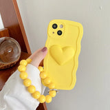 Heart Wrist Ring Chain Liquid Silicon Wave Phone Case For Samsung