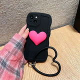 Heart Wrist Ring Chain Liquid Silicon Wave Phone Case For Samsung