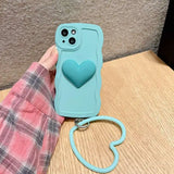 Heart Wrist Ring Chain Liquid Silicon Wave Phone Case For Samsung