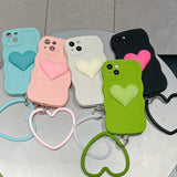 Heart Wrist Ring Chain Liquid Silicon Wave Phone Case For Samsung