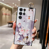 Luxury 3D Emboss Flower Holder Case for Samsung