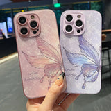 Luxury Glaze Butterfly Metal Lens Protective Soft Phone Case For IPhone