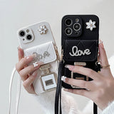 Luxury Rhinestone perfume Bottle Mirror Mobile Phone Case For iPhone