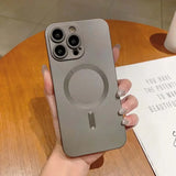 Metal Painted Magnetic Wireless Charge Case for iPhone