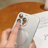 Metal Painted Magnetic Wireless Charge Case for iPhone