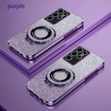 Glitter Plating Stand Holder Magnetic Case For Samsung