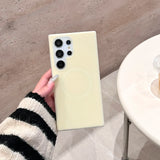 Solid Color Jelly Magnetic Liquid Silicone Phone Case For Samsung