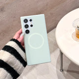 Solid Color Jelly Magnetic Liquid Silicone Phone Case For Samsung