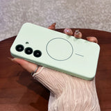 Liquid Silicone Lens Flat Soft Magnetic Phone Case For Samsung