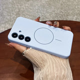 Liquid Silicone Lens Flat Soft Magnetic Phone Case For Samsung