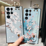 Luxury 3D Emboss Flower Holder Case for Samsung