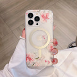 Flower Pattern Matte Transparent Magnetic Case For iPhone