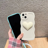 Heart Wrist Ring Chain Liquid Silicon Wave Phone Case For Samsung