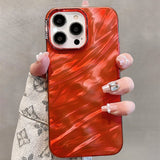 Luxury Plating Silicone Shiny Water Ripple Pattern Case For iPhone
