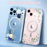 Flower Pattern Matte Transparent Magnetic Case For iPhone