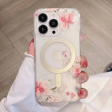 Flower Pattern Matte Transparent Magnetic Case For iPhone