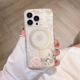 Flower Pattern Matte Transparent Magnetic Case For iPhone