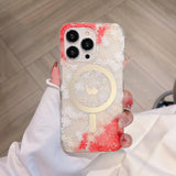 Flower Pattern Matte Transparent Magnetic Case For iPhone