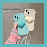 Heart Wrist Ring Chain Liquid Silicon Wave Phone Case For Samsung