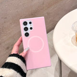 Solid Color Jelly Magnetic Liquid Silicone Phone Case For Samsung