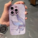 Luxury Glaze Butterfly Metal Lens Protective Soft Phone Case For IPhone