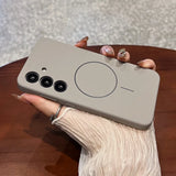 Liquid Silicone Lens Flat Soft Magnetic Phone Case For Samsung