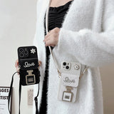 Luxury Rhinestone perfume Bottle Mirror Mobile Phone Case For iPhone