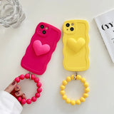 Heart Wrist Ring Chain Liquid Silicon Wave Phone Case For Samsung