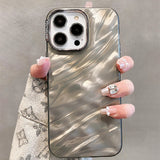 Luxury Plating Silicone Shiny Water Ripple Pattern Case For iPhone